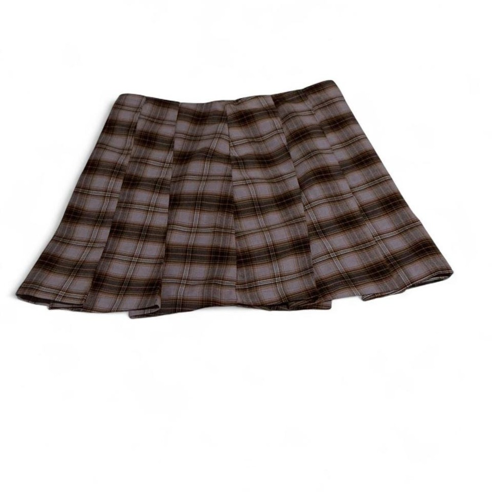 Forever 21 Brown and black plaid pleated mini skirt #goth #grunge